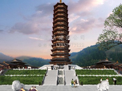 云南寺院万佛宝塔建筑设计方案