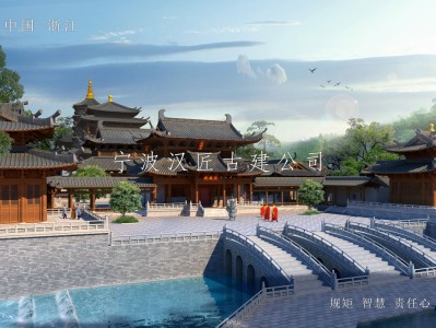 云南寺院重建规划设计方案鸟瞰图—积福禅寺